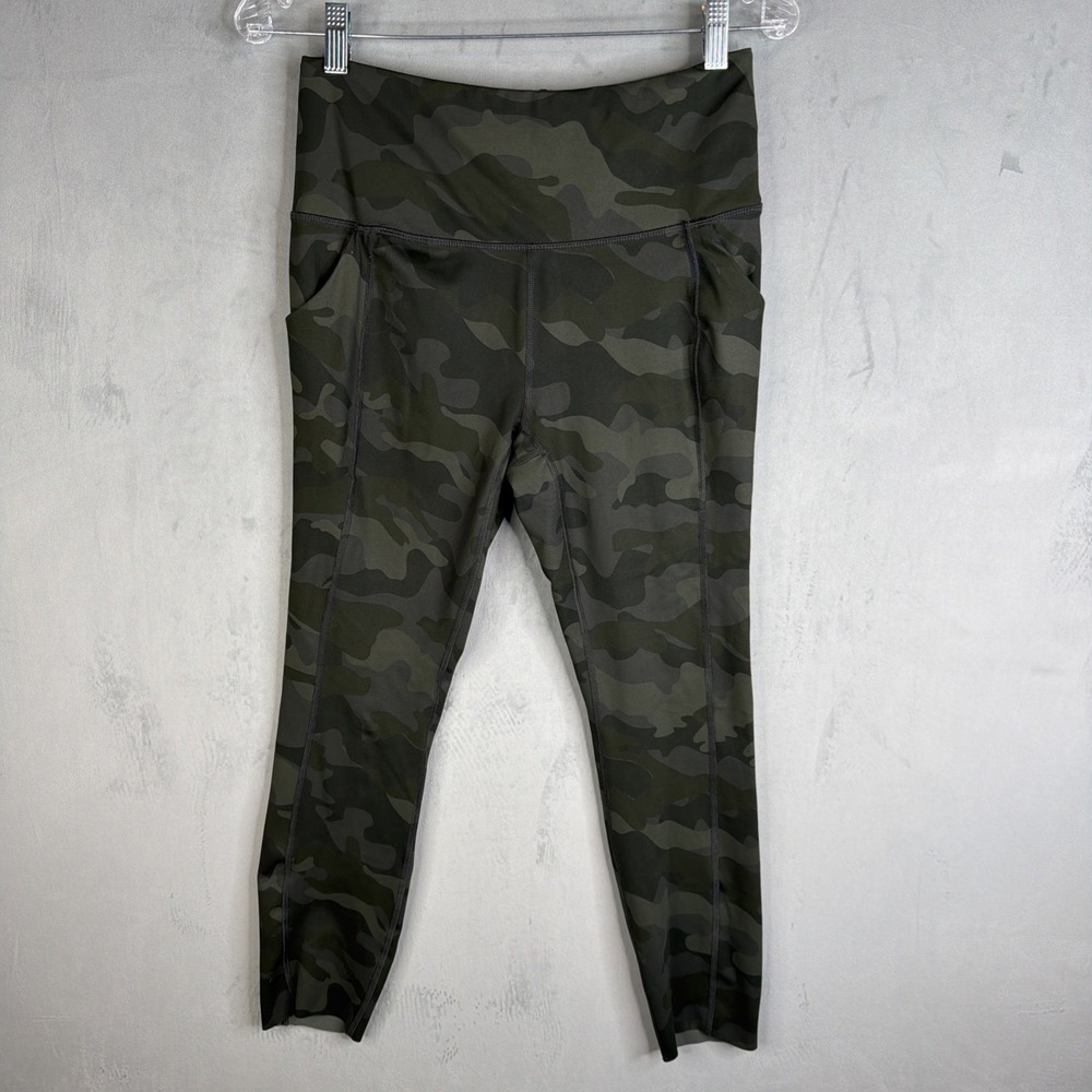 RBX Camo Leggings Women's M Green Athletic Workout Yoga Pants Raw Hem